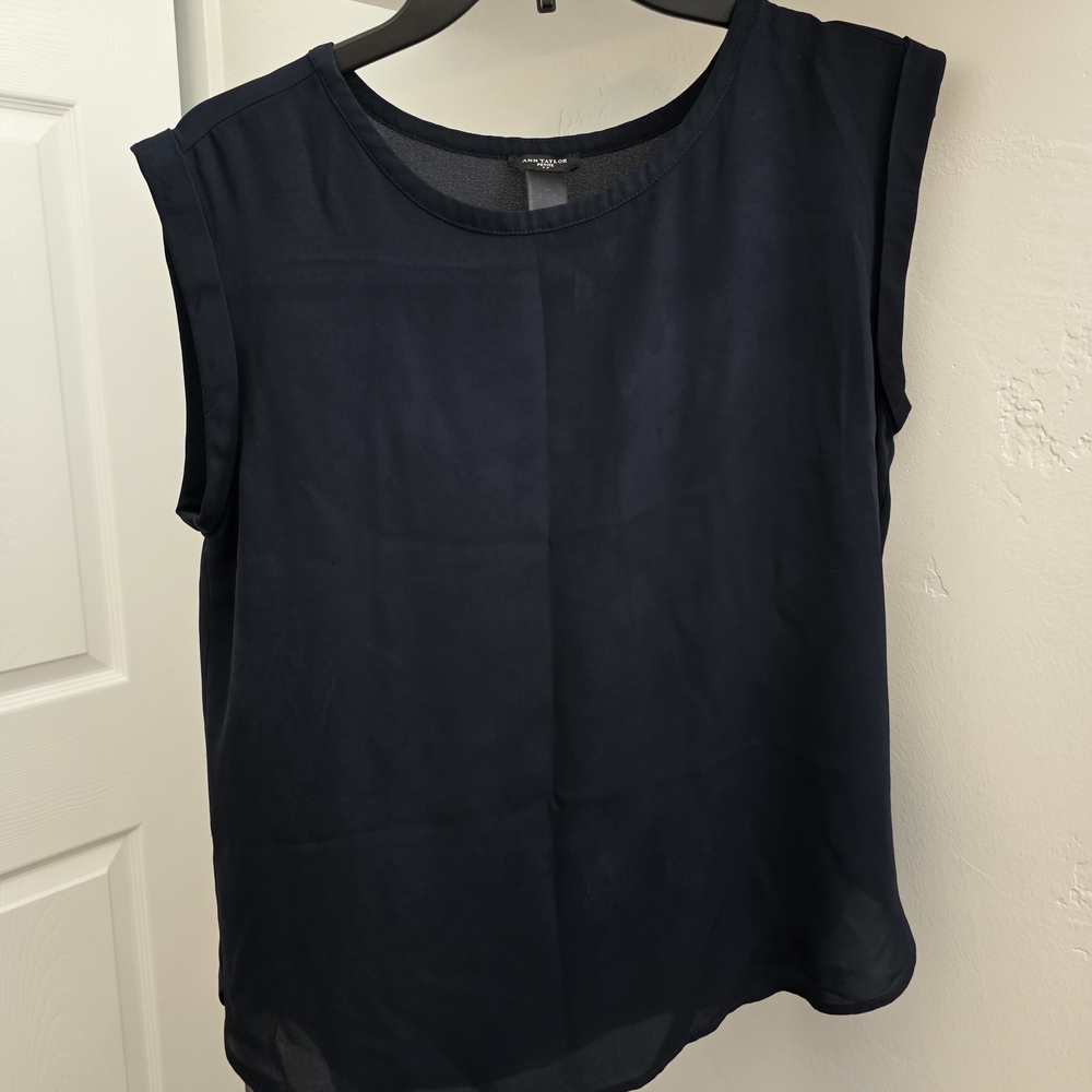 Ann Taylor Midnight Blue Sleeveless Blouse